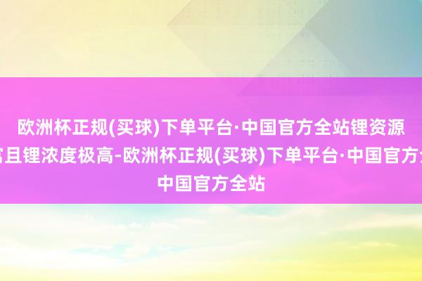 欧洲杯正规(买球)下单平台·中国官方全站锂资源丰富且锂浓度极高-欧洲杯正规(买球)下单平台·中国官方全站