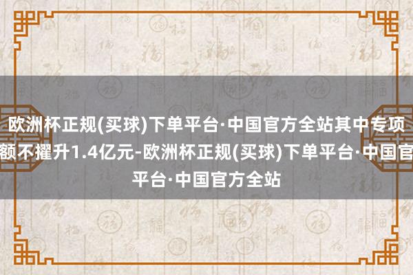 欧洲杯正规(买球)下单平台·中国官方全站其中专项贷款金额不擢升1.4亿元-欧洲杯正规(买球)下单平台·中国官方全站